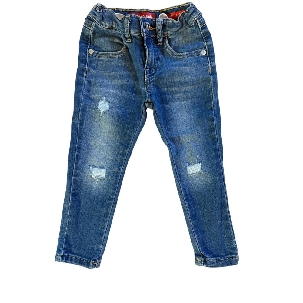 GUESS Kids Denim Toddlers Adjustable Blue Jeans Bling Logo on Back Pocket